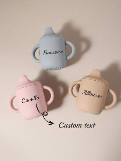 1 pièce Tasse à paille en silicone pour bébé personnalisable, tasse à boire pour nourrissons 180 ml, anti-chute, bouteille d'eau avec gravure au laser