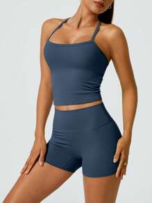 NcmRyu Conjunto de yoga y deporte para mujer NcmRyu con espalda con tirantes, sensación naked a prueba de sentadillas, secado rápido, para primavera/verano