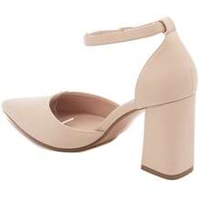 Elegant Chunky Heel Ankle Strap High Heels - Distinctive Pointed Toe Design, Suitable For Formal Occasions And Office Wear - Beige - View 3