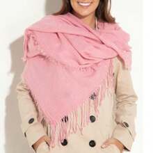 Shawls Scarf Sophisticated Plain Print Social-Xx6161 - Pink - View 2