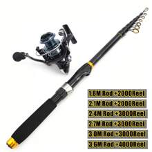 Vara de Pesca Telescópica de 1,8m a 3,6m com Opção de Molinete, Cabo de Cortiça, Fibra de Carbono, Vara de Carpa Multifuncional Spinning, Vara de Viagem Portátil, Equipamento de Pesca