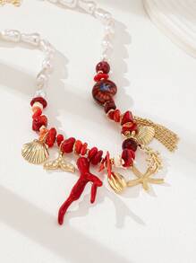 1 st. Zomer Croal Ketting Schelp Zeester Zee Leven Charm Kettingen Strand Boho Sieraden Accessoires Voor Vrouwen