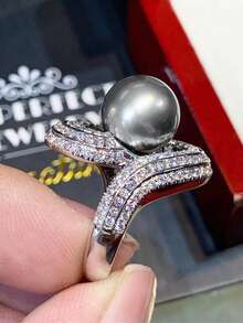 1 PC Romantic Cubic Zirconia & Faux Pearl Ring For Women For Mother's Day Gift Party Jewelry - 1# - View 4