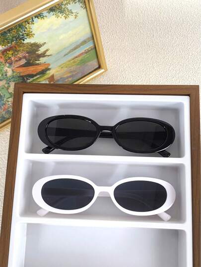 2pcs Oval-Shaped Women Fashion Eyeglasses, New Petite Frame Y2K Style For Summer Beach Vacation,Outdoor,Travel