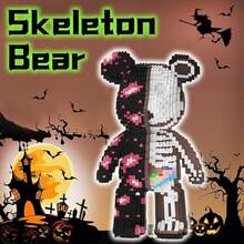 Juego de microbloques de construcción de oso esqueleto de Halloween (3688 piezas), bloques de construcción de oso animal, regalo para adultos y niños - Oso salpicado - Ver 7