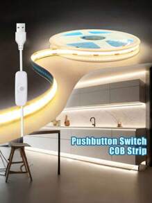 1pc 3.28ft-16.4ft LED Light Strip, 320 LEDs/M, Button Control, 3 Color Temperature Options, Suitable For Party, Room, Kitchen, Home TV, Household Decoration