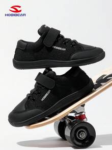 HOBIBEAR （请购买大一码）儿童鞋男童女童运动鞋赤足鞋宽头户外步行鞋男童鞋舒适柔软平底鞋幼儿鞋女童简约四季鞋，鞋垫长度 -1CM 等于脚长 - 黑色 - 查看 5