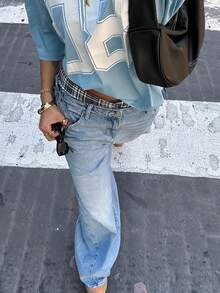YUMINOW 女士牛仔裤阔腿裤牛仔西部服装街头服饰