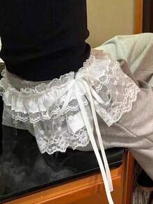 1pc Lace-Up Ruffle Hem Waist Belt, Suitable To Pair With Jeans, Skirts, Hoodies, Culottes, Apron, Curtains - Multicolor - View 2