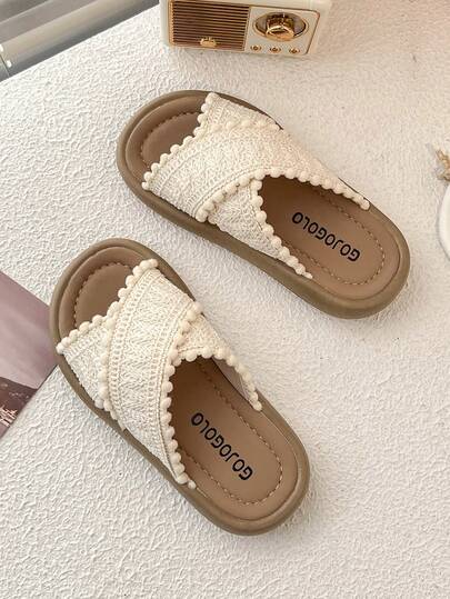 Fashionable & Comfortable Open Toe Girls' Slippers, Breathable & Lightweight Beach Sandals, Suitable For Outdoor Activities