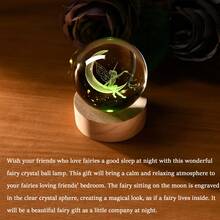 3D Fairy Crystal Ball Moon Fairy Glass Sphere Charming Fairy Figurines For Home Decor Ideal Gifts For Girl Ornament - 3D Fairy - View 7