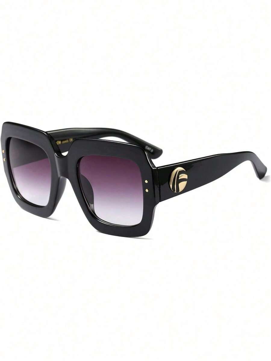 Retro Square Fashion Glasses For Women, Summer Beach Glasses,Oversized Stylish Inspired Shades Vintage Desinger Glasses,Ladies' Gift,Travel Vacation Shopping Party Driving Photos Glasses ﻿CK2276 - 002-F - 查看 1