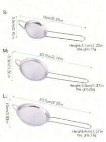 1/3/4pcs Stainless Steel Colander Ladle Strainer With Different Sizes For Filtering Flour / Oil At Home Kitchen