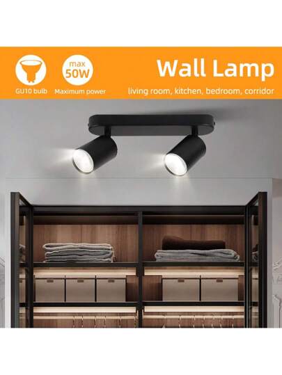 Ative Ceiling Mounted Linear Track Lighting, Wand Living Room Single/Double/Triple/Quad Head Aluminum Spotlight GU10 Lamp Holder, Vintage Or out Bulbs, Easy Installation, Hardwired, Exhibition Hall/Reading Room/Dining Room/Bar/Bedroom/Cafe/Dining Hall/Clothing Store/Living Room, Available In Multiple Sizes As Needed view 10