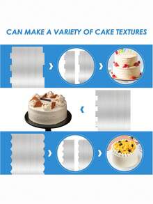 1 cái Dụng cụ nạo bánh bằng thép không gỉ, Dụng cụ nạo mịn cạnh sọc hai mặt lớn, Dụng cụ cắt bánh ngọt trang trí, Dùng để trang trí kem bơ Mousse, Dụng cụ nhà bếp - Nhiều màu - Xem 5