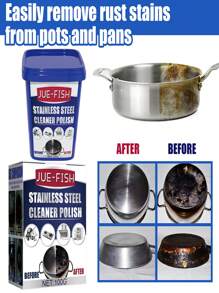 100g Stainless Steel Cleaning Paste, Magic Cleaning Paste, Kitchen Cleaning Agent Rust Remover. Effectively Removes Grease And Stains, Quickly Dissolves Oil Residue At The Bottom Of Pots, Restoring Cookware To A Clean State.