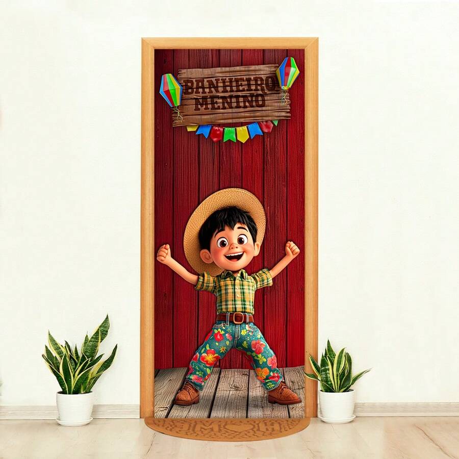 Felicita Decorative Door Cover 3D Sublimated Fabric Party 0.85x2.10 Junino - CP-347 - View 1
