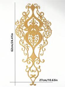 1pc Big Size Flower Golden Thread Embroidery Hot Melt Adhesive Patches For Dress Applique Patch Costume Decorate