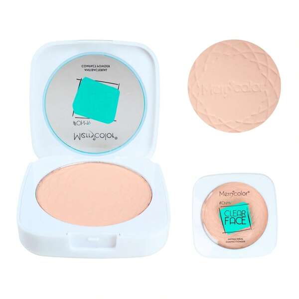 Polvo Compacto Matte Antibacterial 4 Tonos Con Espejo y Aplicador de Esponja, Maquillaje en Polvo Larga Duración Control de Brillo, Acabado Natural y Uniforme