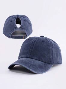 1pc Women's Vintage Distressed High Ponytail Baseball Cap, Classic Baseball Cap, Sun Protection, Casual Daily Wear, Versatile - 1Pc - View 21