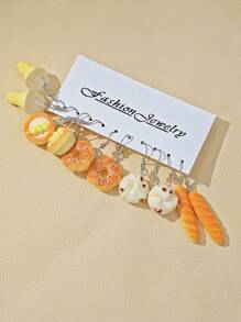 10pcs/30pcs Cross-Border New Dopamine Imitation Vegetable Series Resin Earring Set, Funny & Cute Pumpkin Ginger Eggplant Pea Peanut Earrings Pendants, Women Jewelry