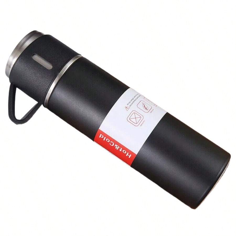 Stainless Steel Thermo Bottle Vacuum Insulated Flask With Cup For Coffee Tea - Black - View 1