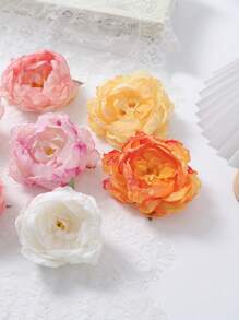 5pcs Artificial Peony Flower Hair Accessories, Handmade Hair Clips For Bridal Hairstyle, Wedding Photography Props, Multiple Colors Available