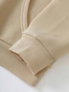 Moletom Feminino Algodao Basico Canguru Faith Over Fear Com Capuz E Bolso Flanelado Blusa De Frio Moda 2025 Lançamento - Bege - Visão 2