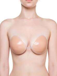 Strapless Sticky Adhesive Bra Invisible Push Up Reusable Silicone Off Backless Viscous For Women Dress - Beige - View 2