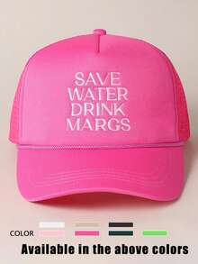 1pc Embroidered "Save Water Drink Margs" Drawstring Baseball Cap, Mesh Breathable Adjustable Sun Protection Hat, Casual For Outdoor, Travel, Beach, Suitable For Spring/Autumn, Y2K Style For Young People - Baseball Cap - View 6