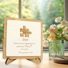 Mother's Day Photo Frame Wooden Decorations Puzzle Letter Photo Frame Father's Day Indoor Decor Desktop Decor Present - Dad - View 1