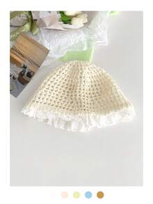 1 Pc Lace Trim Hollow Straw Hat For Women, Summer Lightweight Breathable Small Face Bucket Hat, Large Brimmed Bucket Hat - Straw - View 22