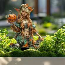 Halloween Garden Decor, Acrylic Pumpkin Fairy Holiday Decoration Outdoor Party Favor