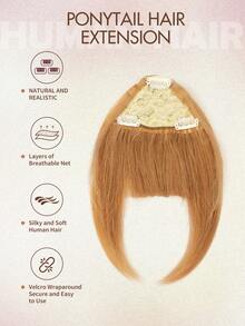 Clip-On Bangs, Real Human Hair, Invisible Bangs Extension, Adjustable For Women, Lightweight And Flowy, Seamless Everyday Wear - Multicolor - View 5