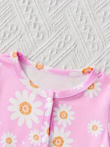 Baby Mädchen Kurzarm Rundhals Knopfverschluss Sommer Romper