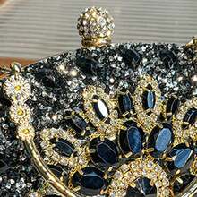 New Fashion Sunflower Crystal Decorated Evening Clutch, Party Formal Dress Handbag, Wedding Rhinestone Women Smartphone Wallet Purse