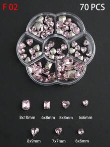 70 pezzi Decorazioni per unghie a forma di cuore tridimensionale, diamanti in vetro finti per arte di unghie, accessori per unghie, decorazioni a cuore, forniture per manicure, elementi essenziali per nail salon e nail tech