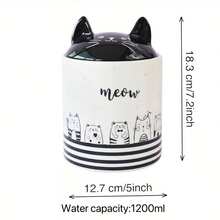Halloween Cute Black Cat's Ears Shaped Moisture-Proof Sealed Tank, Ceramic Pot Miscellaneous Grain Storage, Candy Cookies Jar/Dish,Dining Room Table Decoration,Ceramic Decorative Canister Storage ,Home Decor - Multicolor - View 3