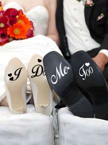 Pegatinas de zapatos de boda personalizadas con diseño de decoración de boda "I Do/Me Too" - Calcomanías removibles de vinilo para zapatos de boda
