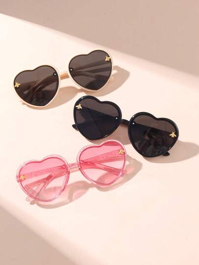1/3pcs Elegant & Cute Y2K Fresh Sweet Shiny Sequin Heart Fashionable Sunglasses, Suitable For Girls Outdoor Party Holiday Travel Accessories Photo Props