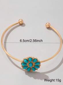 1pc Minimalist Petal Open Bangle Bracelet, Elegant Floral Design, Fashion Accessory Suitable For Women Everyday And Holiday Wear