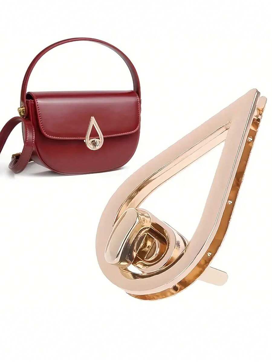 1-5pcs Elegant Water Drop Shaped Metal Twist Lock Clasps For Purses, Backpacks & Wallets - Secure & Stylish Bag Fasteners In Red & Golden Finish, Purse Accessories, DIY Wallet Making - Multicolor - View 1
