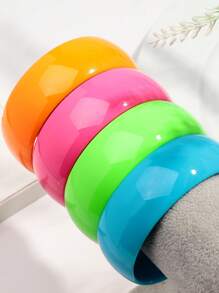 1pc Fashionable Fluorescent Resin Geometric Wide Bangle For Women, Suitable For Daily Wear And Gift