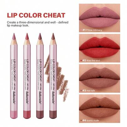 lakerain Lápiz perfilador de labios mate y resistente al agua, fácil de usar, no se pega, para contornear los labios, cosmético