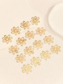 16pcs Floral Shape Hole Copper Alloy Components For Earring Assembly DIY