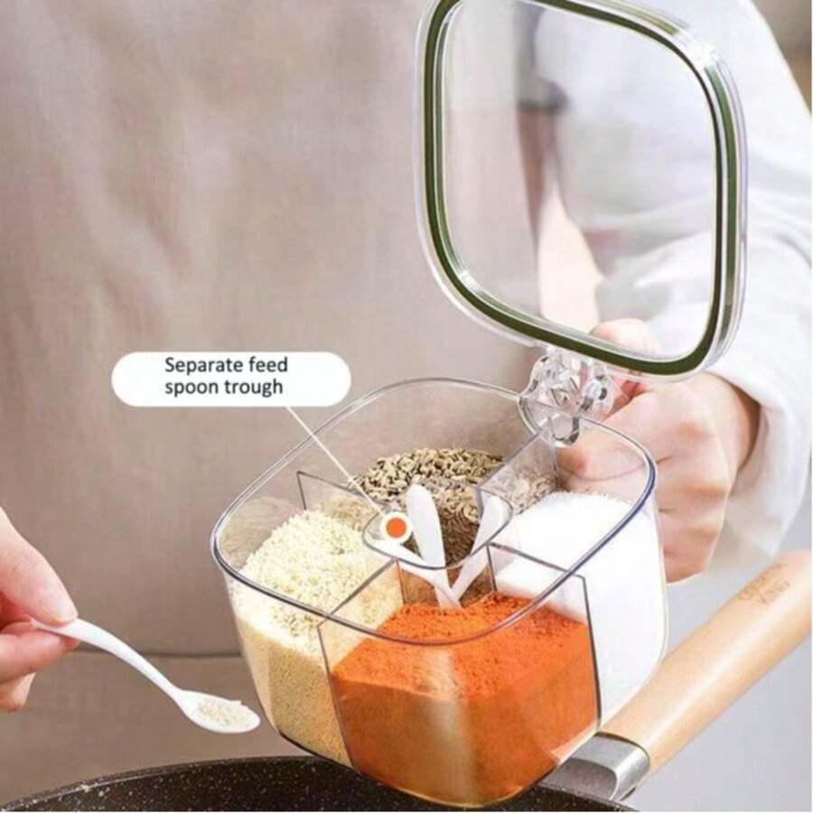 Seasoning Box Set, Multi-Compartment Kitchen Spice Jars Organizer For Salt, Monosodium Glutamate, Pepper And Other Condiments - Multicolor - View 1