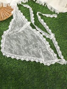 1 件简约街头风格白色蕾丝花朵装饰头巾发带头巾头带吸汗带，发带秋冬发饰女士度假装女士