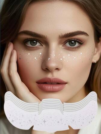 6pcs Sparkle Freckles Glitter Freckles Sliver Face Glitter Tattoo For Women Waterproof Temporary Tattoos Adult Cute Makeup Patches For Party Dating Valentine Day Party