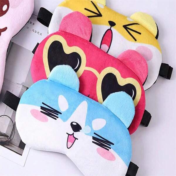 1 Set Cute Cartoon Sleep Eye Mask, Cool & Light Blocking Eye Shade For Sleeping, Hot/Cold Eye Compress