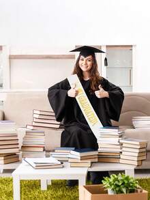 1/4/6pcs Class Of 2025 Sash Finally Graduated 2025 Senior Cheerleader Satin Sash With Gold Letters For Celebration Graduation Party - Multicolor - View 8